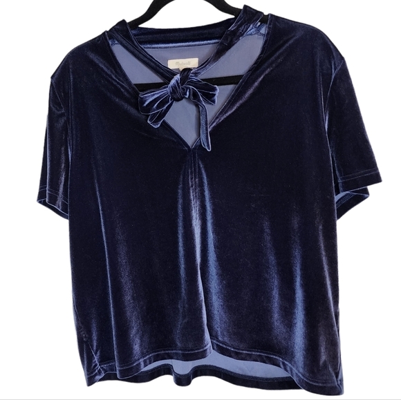 Madewell Navy Velvet Blouse - Picture 6 of 9